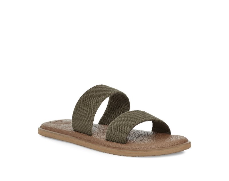 Sanuk Womens Yoga Gora Olive Sandals | WYIXPM912